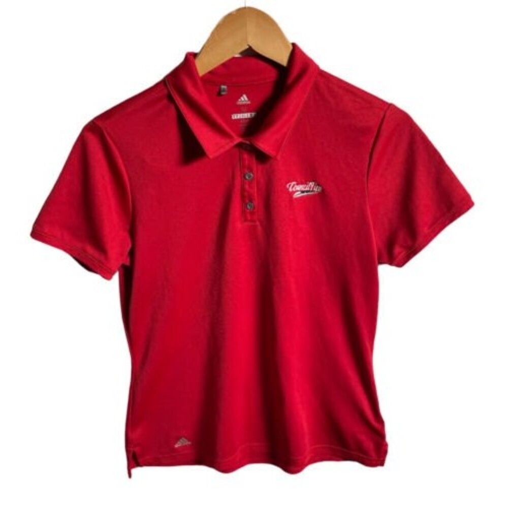 Adidas Polo Shirt Medium Red Logo LC Golf Women's Performance Dri-Fit Medium